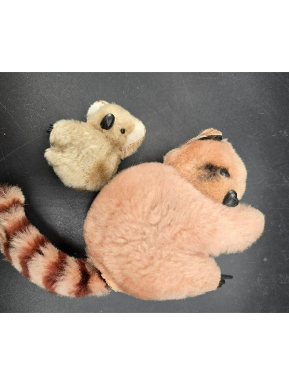 Vintage Plush Lemur & Koala Clip-On Figurines Set Brown & Beige Toy Decor VL5025